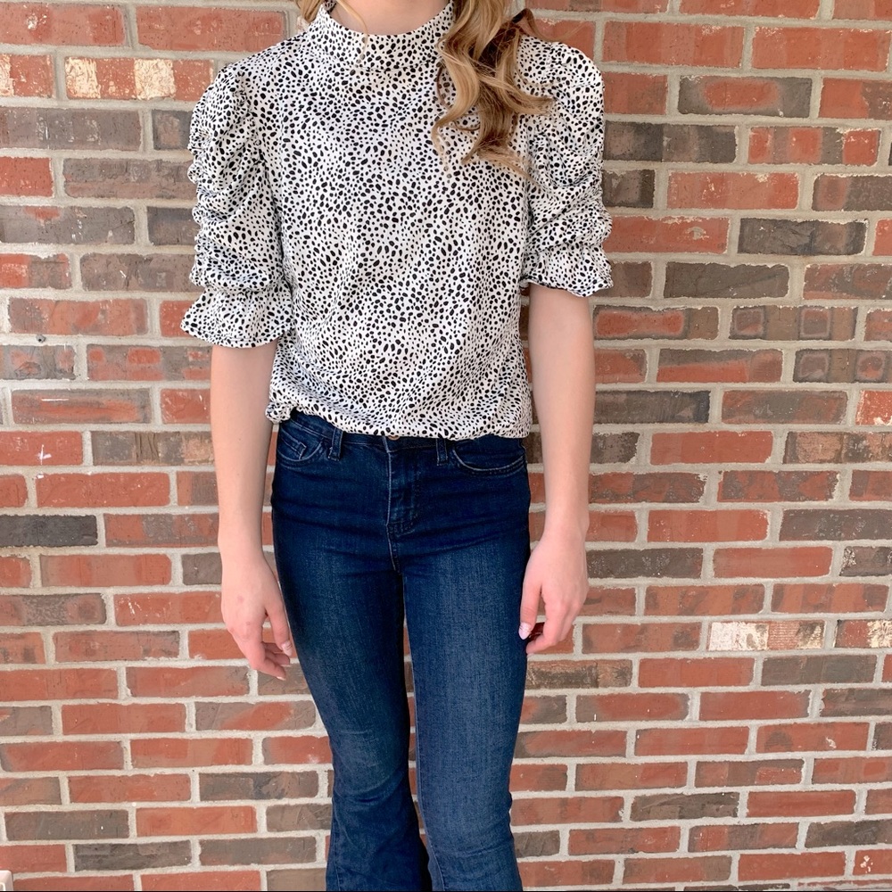 Women's- Perception Concept Mock Turtle Neck w Pleated 3/4 Sleeves Sz S